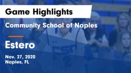 Community School of Naples vs Estero  Game Highlights - Nov. 27, 2020