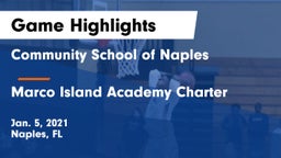 Community School of Naples vs Marco Island Academy Charter  Game Highlights - Jan. 5, 2021