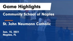 Community School of Naples vs St. John Neumann Catholic  Game Highlights - Jan. 15, 2021