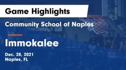 Community School of Naples vs Immokalee  Game Highlights - Dec. 28, 2021