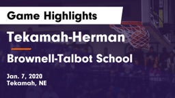 Tekamah-Herman  vs Brownell-Talbot School Game Highlights - Jan. 7, 2020