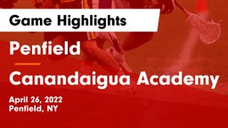 Penfield  vs Canandaigua Academy  Game Highlights - April 26, 2022