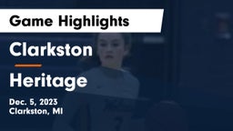 Clarkston  vs Heritage  Game Highlights - Dec. 5, 2023