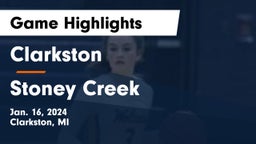 Clarkston  vs Stoney Creek  Game Highlights - Jan. 16, 2024