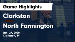 Clarkston  vs North Farmington  Game Highlights - Jan. 27, 2020