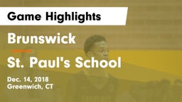 Brunswick  vs St. Paul's School Game Highlights - Dec. 14, 2018
