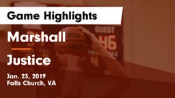 Marshall  vs Justice  Game Highlights - Jan. 23, 2019