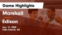 Marshall  vs Edison  Game Highlights - Jan. 17, 2020