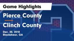 Pierce County  vs Clinch County  Game Highlights - Dec. 20, 2018