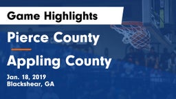 Pierce County  vs Appling County  Game Highlights - Jan. 18, 2019
