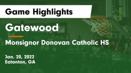Gatewood  vs Monsignor Donovan Catholic HS Game Highlights - Jan. 20, 2022