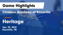 Christian Academy of Knoxville vs Heritage  Game Highlights - Jan. 29, 2018