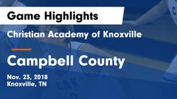 Christian Academy of Knoxville vs Campbell County  Game Highlights - Nov. 23, 2018