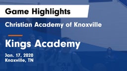 Christian Academy of Knoxville vs Kings Academy Game Highlights - Jan. 17, 2020