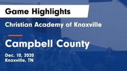 Christian Academy of Knoxville vs Campbell County  Game Highlights - Dec. 10, 2020