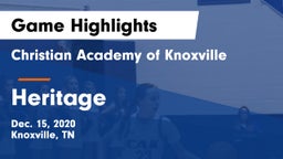 Christian Academy of Knoxville vs Heritage  Game Highlights - Dec. 15, 2020