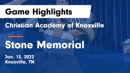 Christian Academy of Knoxville vs Stone Memorial  Game Highlights - Jan. 13, 2022