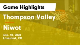 Thompson Valley  vs Niwot  Game Highlights - Jan. 10, 2020