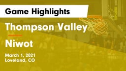 Thompson Valley  vs Niwot  Game Highlights - March 1, 2021