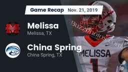 Recap: Melissa  vs. China Spring  2019