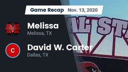 Recap: Melissa  vs. David W. Carter  2020