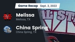 Recap: Melissa  vs. China Spring  2022