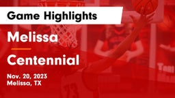 Melissa  vs Centennial  Game Highlights - Nov. 20, 2023