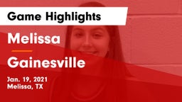 Melissa  vs Gainesville  Game Highlights - Jan. 19, 2021