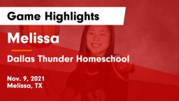 Melissa  vs Dallas Thunder Homeschool  Game Highlights - Nov. 9, 2021