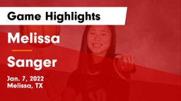 Melissa  vs Sanger  Game Highlights - Jan. 7, 2022