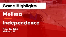 Melissa  vs Independence  Game Highlights - Nov. 20, 2023
