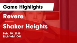 Revere  vs Shaker Heights  Game Highlights - Feb. 20, 2018