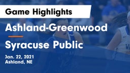 Ashland-Greenwood  vs Syracuse Public  Game Highlights - Jan. 22, 2021