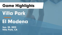 Villa Park  vs El Modena  Game Highlights - Jan. 20, 2023