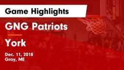 GNG Patriots vs York  Game Highlights - Dec. 11, 2018