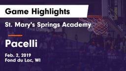 St. Mary's Springs Academy  vs Pacelli  Game Highlights - Feb. 2, 2019