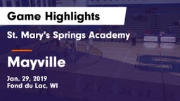 St. Mary's Springs Academy  vs Mayville  Game Highlights - Jan. 29, 2019
