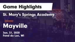 St. Mary's Springs Academy  vs Mayville  Game Highlights - Jan. 31, 2020