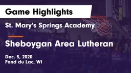 St. Mary's Springs Academy  vs Sheboygan Area Lutheran  Game Highlights - Dec. 5, 2020