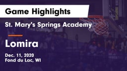 St. Mary's Springs Academy  vs Lomira  Game Highlights - Dec. 11, 2020