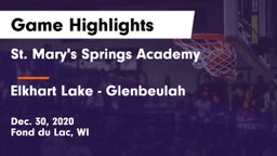 St. Mary's Springs Academy  vs Elkhart Lake - Glenbeulah  Game Highlights - Dec. 30, 2020
