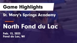 St. Mary's Springs Academy  vs North Fond du Lac  Game Highlights - Feb. 13, 2023