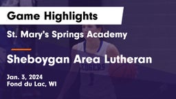 St. Mary's Springs Academy  vs Sheboygan Area Lutheran  Game Highlights - Jan. 3, 2024
