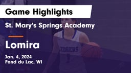 St. Mary's Springs Academy  vs Lomira  Game Highlights - Jan. 4, 2024