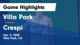 Villa Park  vs Crespi  Game Highlights - Jan. 3, 2020