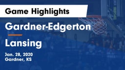 Gardner-Edgerton  vs Lansing  Game Highlights - Jan. 28, 2020