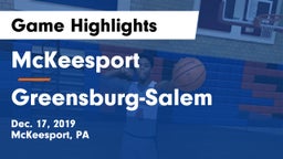 McKeesport  vs Greensburg-Salem  Game Highlights - Dec. 17, 2019