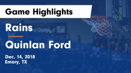 Rains  vs Quinlan Ford  Game Highlights - Dec. 14, 2018