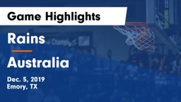 Rains  vs Australia Game Highlights - Dec. 5, 2019