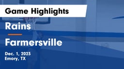 Rains  vs Farmersville  Game Highlights - Dec. 1, 2023